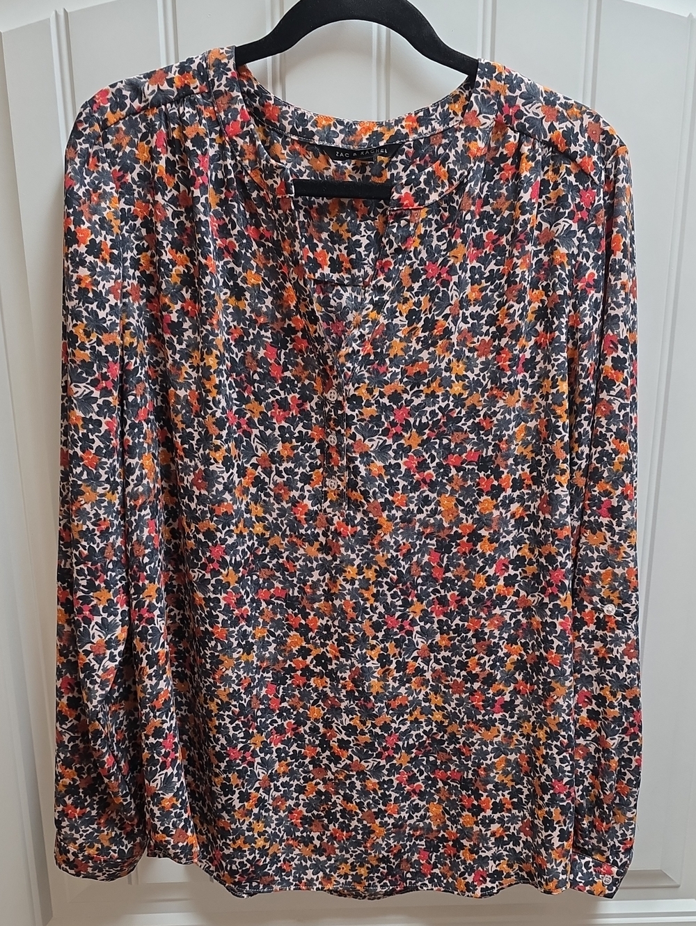 Zac & Rachel Black Multi Floral Long-Sleeve Shirt XL